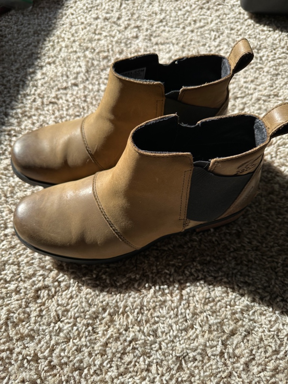 Sorel Tan-Brown Leather Waterproof Chelsea Booties